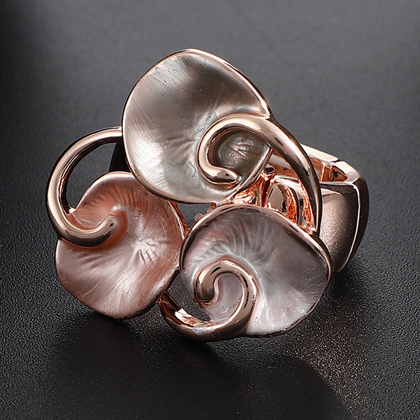 Colorful petal splicing alloy ring Hand drop oil fashion elastic adjustment flower ring for women