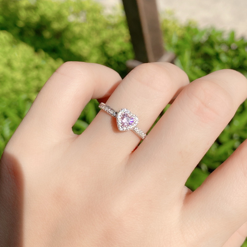 S925 Sterling silver love marriage proposal express romantic pink diamond love ring girl zircon diamond ring Valentine's Day gift