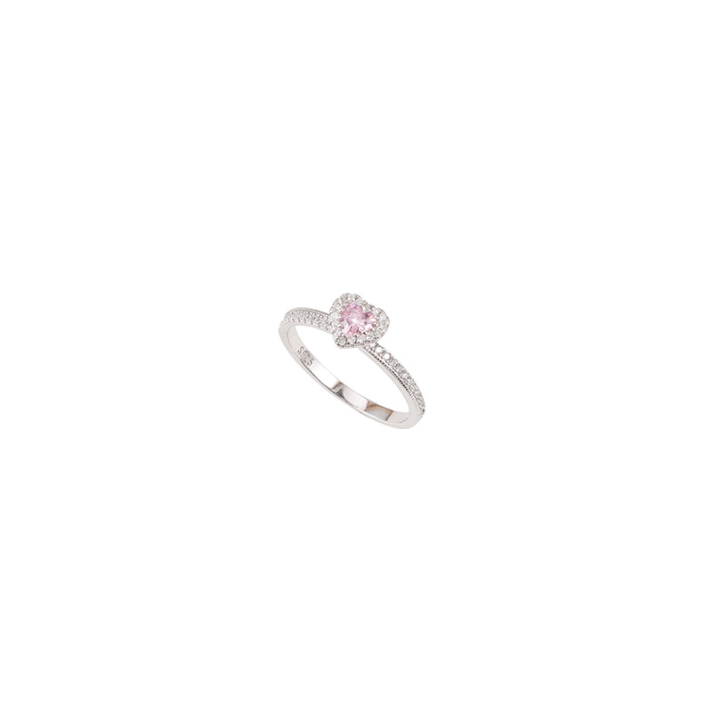 S925 Sterling silver love marriage proposal express romantic pink diamond love ring girl zircon diamond ring Valentine's Day gift