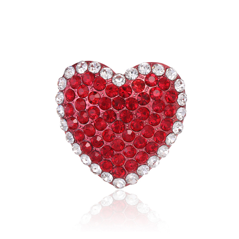 Red love full diamond brooch can love Double Seventh corsage female badge heart pin