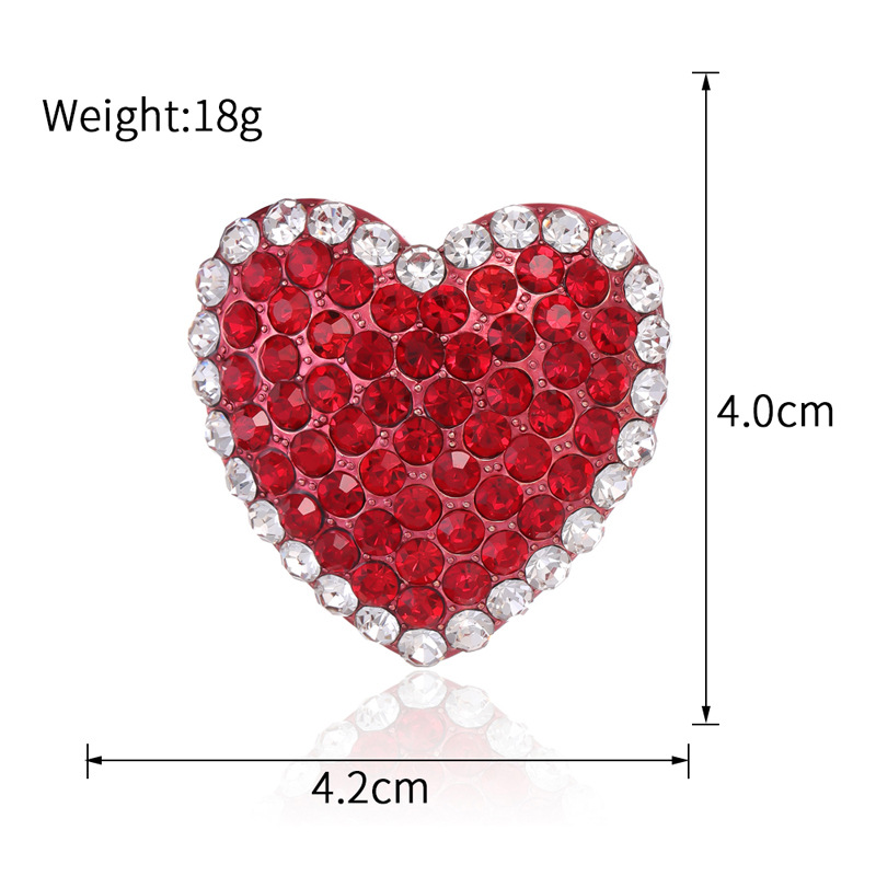 Red love full diamond brooch can love Double Seventh corsage female badge heart pin