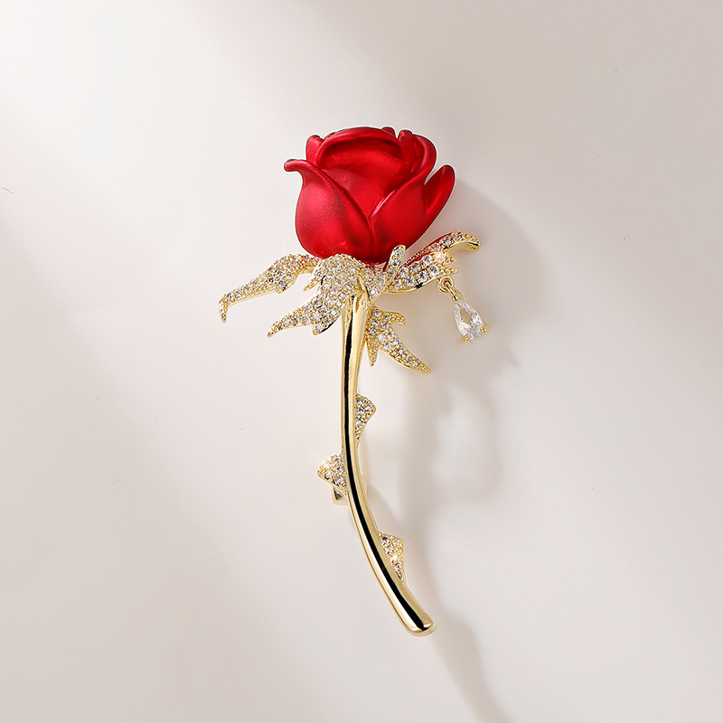 Red Rose Brooch Wholesale Valentine's Day gift high-end couple corsage pin