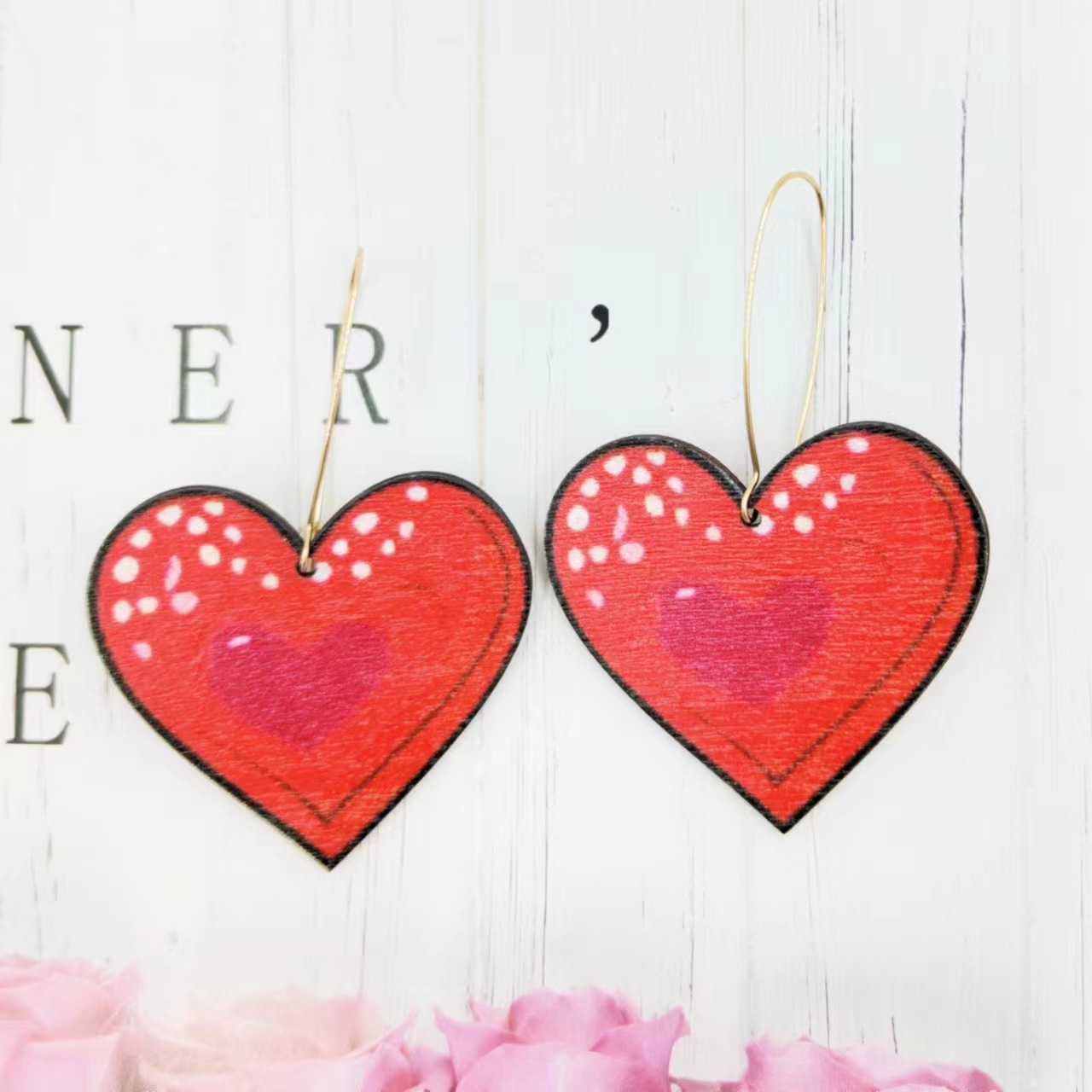 Love earrings Europe and America fashion exaggerated red love earrings girl