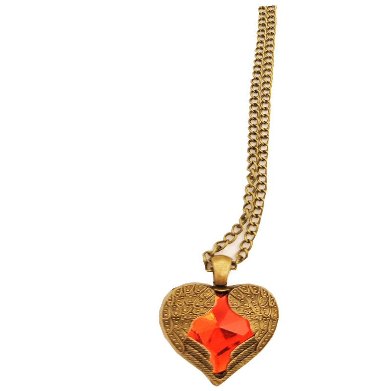 Trend angel wings red heart long sweater necklace palace style peach heart new women's neck decoration
