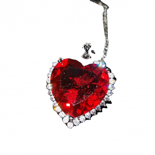Imitation mulberry sapphire Heart of the ocean pendant emerald cut heart color treasure necklace