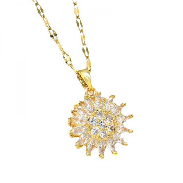 Revolving sunflower necklace female Instagram niche design simple trend fashion temperament clavicle chain accessories