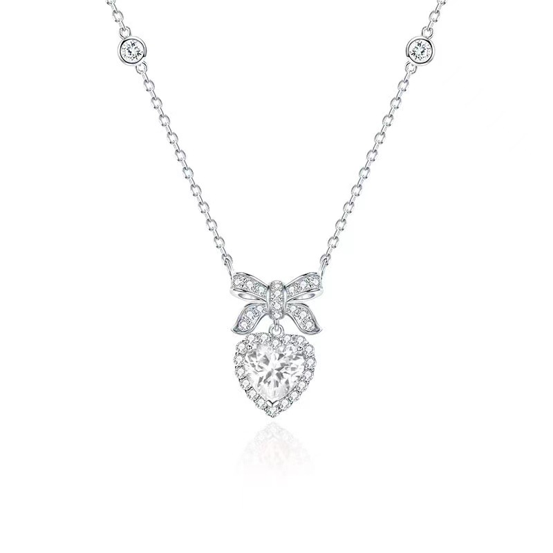 Princess knot necklace niche design light luxury sweet heart style all fashion Valentine's Day gift