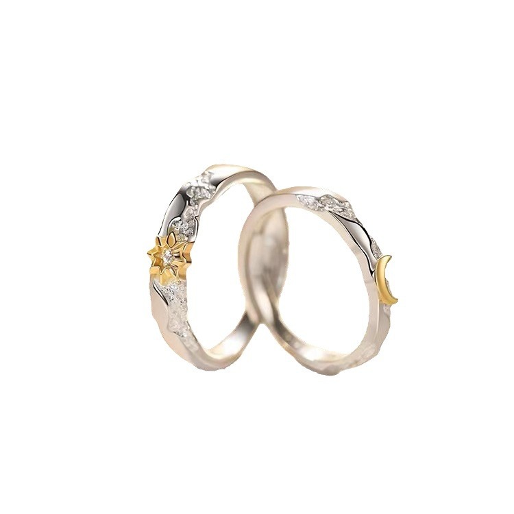 Sun and moon accompanied couples ring new niche design sense hand decoration Qixi Valentine's Day to send girlfriend gifts