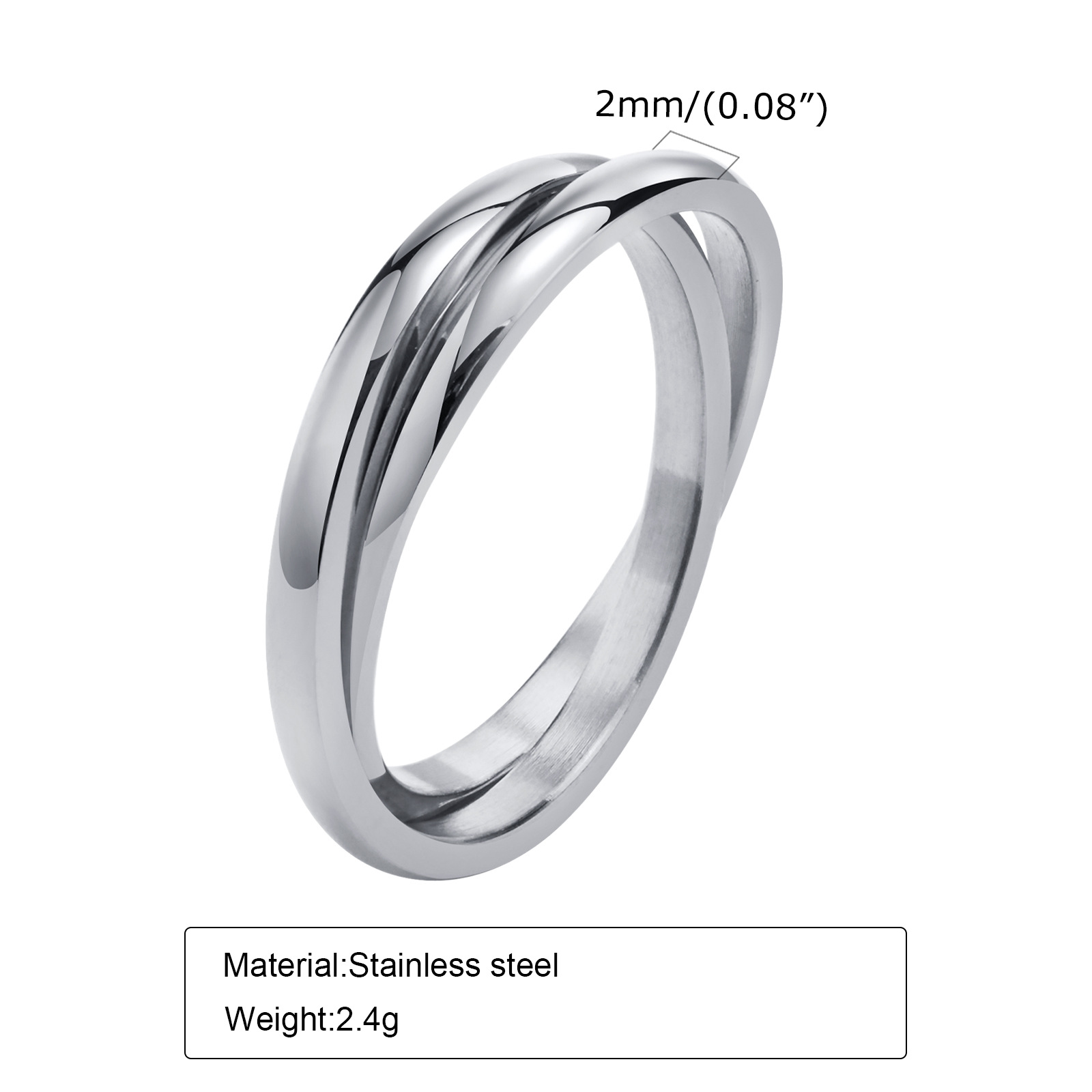 Jewelry jewelry 3-in-1 plain face fashion three-ring three-color ring ring for women titanium steel