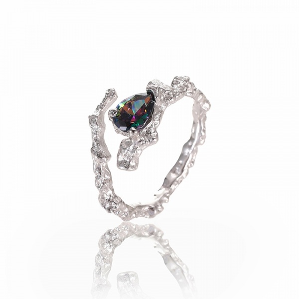 925 sterling silver irregular ring ins female opening niche inlaid stone cold wind all matching temperament hand jewelry