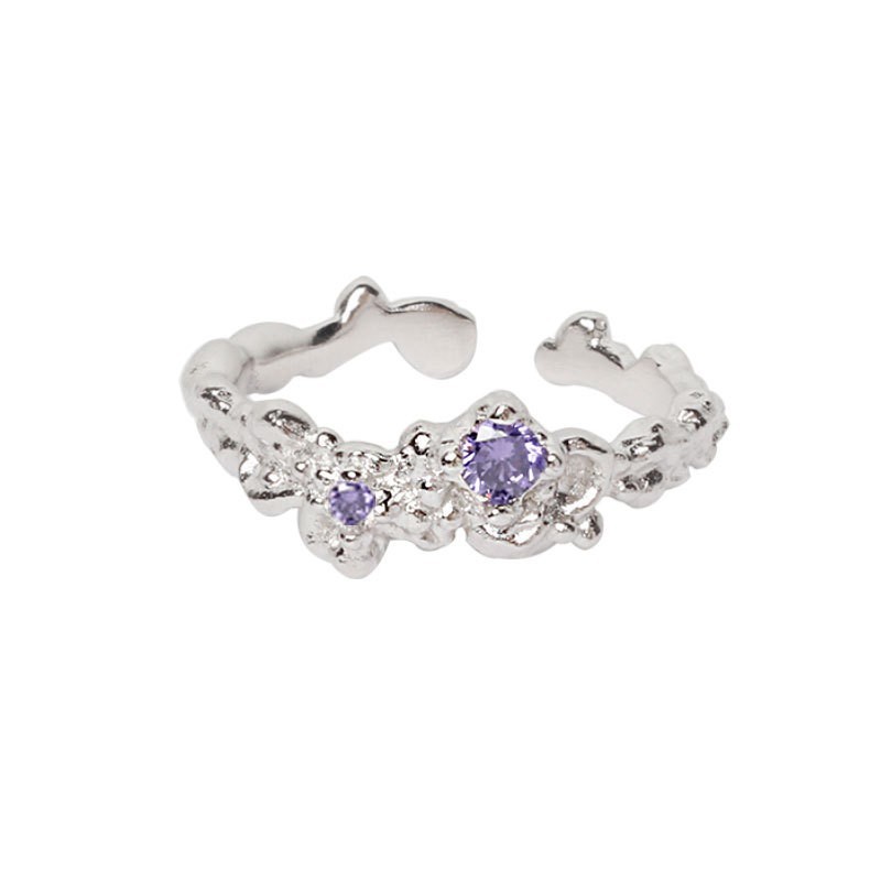 925 sterling silver irregular ring ins female opening niche inlaid stone cold wind all matching temperament hand jewelry