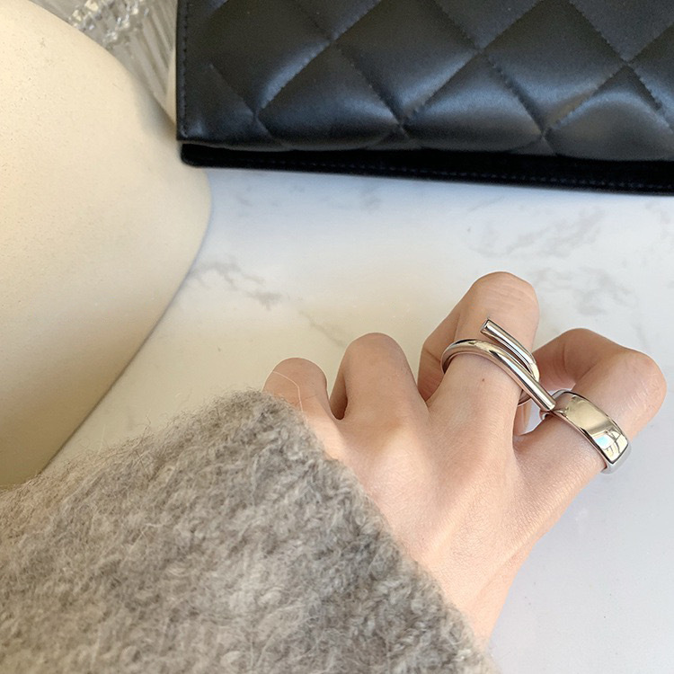 925 sterling silver cool wind lines irregular smooth wide ring ring for men and women