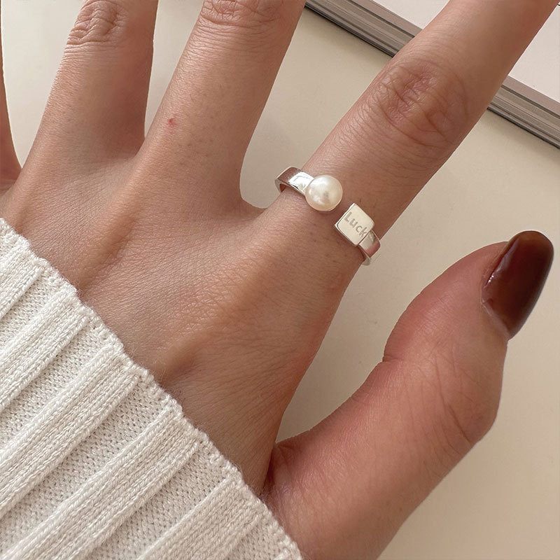 luck Pearl open ring female fashion light luxury personality all match senior sense open ring