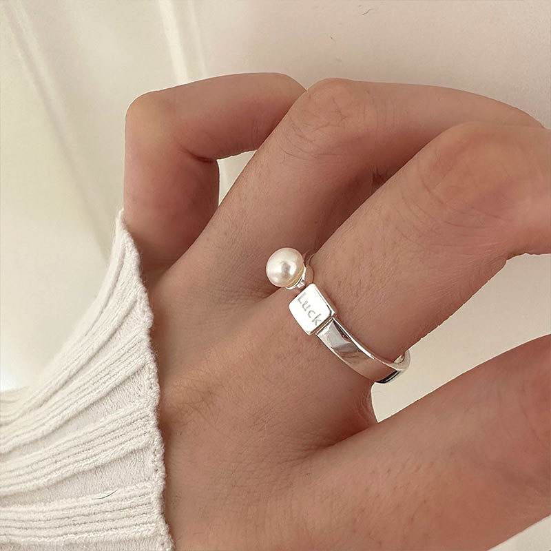 luck Pearl open ring female fashion light luxury personality all match senior sense open ring