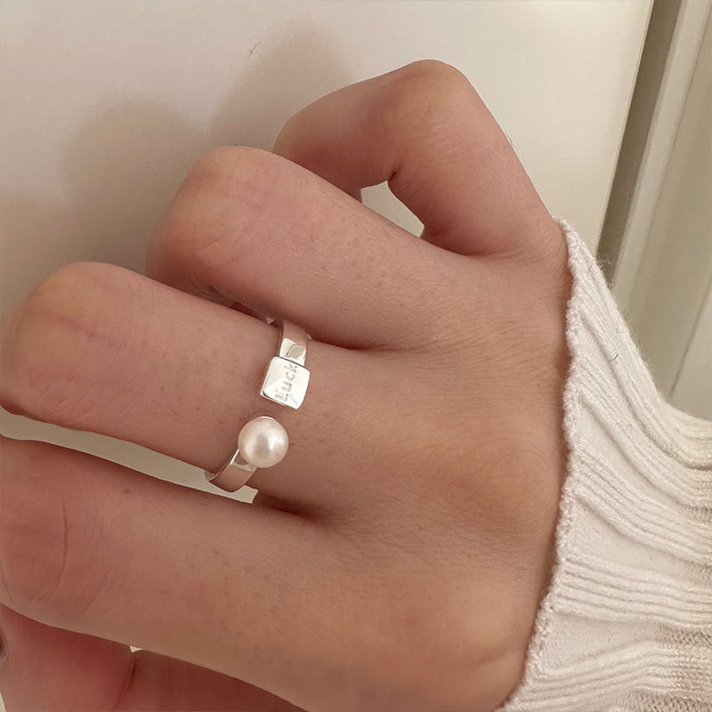 luck Pearl open ring female fashion light luxury personality all match senior sense open ring