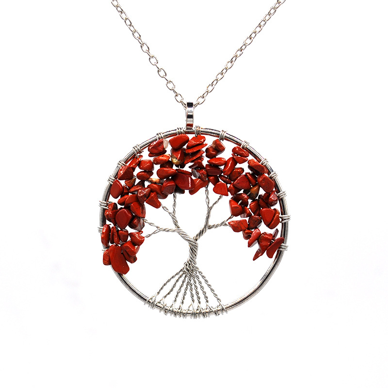 Natural stone crystal life tree colorful natural stone fortune tree necklace