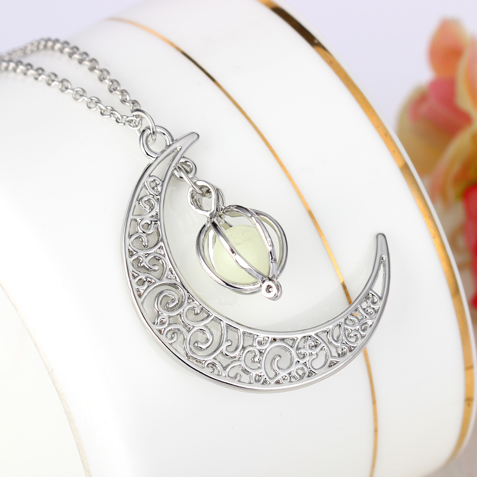Luminous moon pumpkin creative pendant glow-in-the dark female necklace