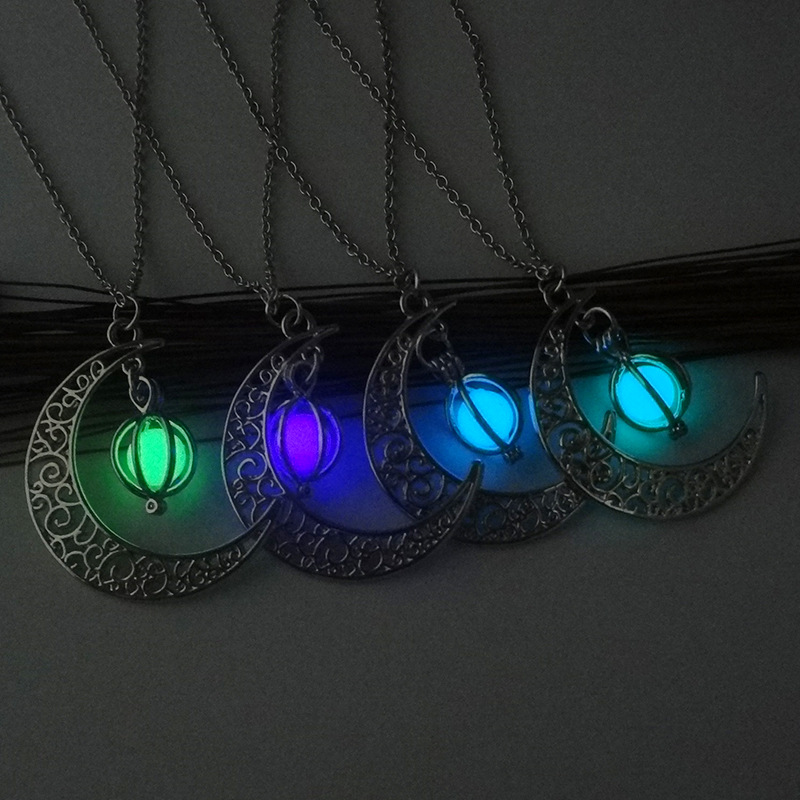 Luminous moon pumpkin creative pendant glow-in-the dark female necklace