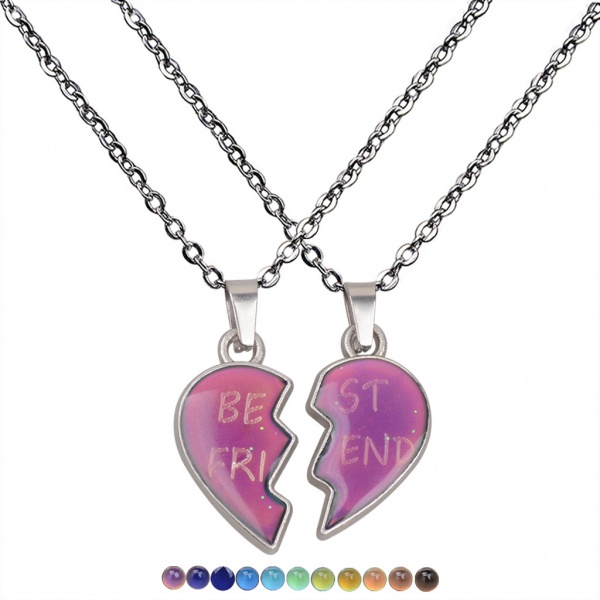 Lovers angel wings love warm mood color changing necklace