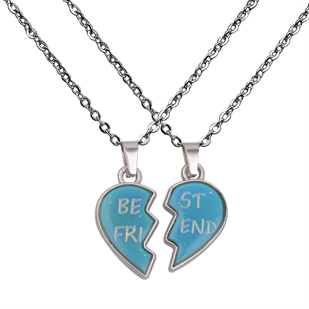 Lovers angel wings love warm mood color changing necklace