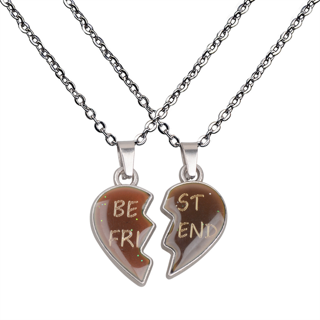 Lovers angel wings love warm mood color changing necklace