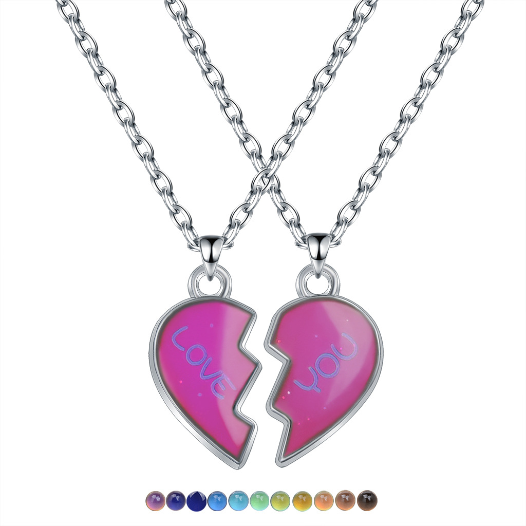 Lovers angel wings love warm mood color changing necklace
