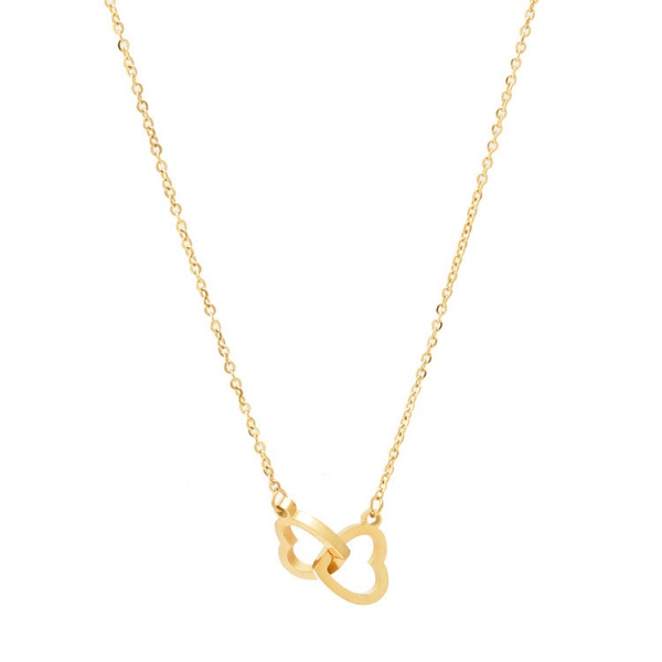 Rose gold simple double ring love clavicle chain titanium steel timeless mesh red necklace