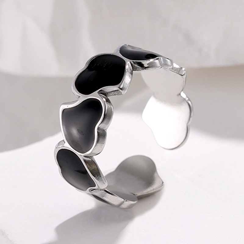 Titanium steel dripping open ring female love Korean version Instagram style niche design stainless steel ring
