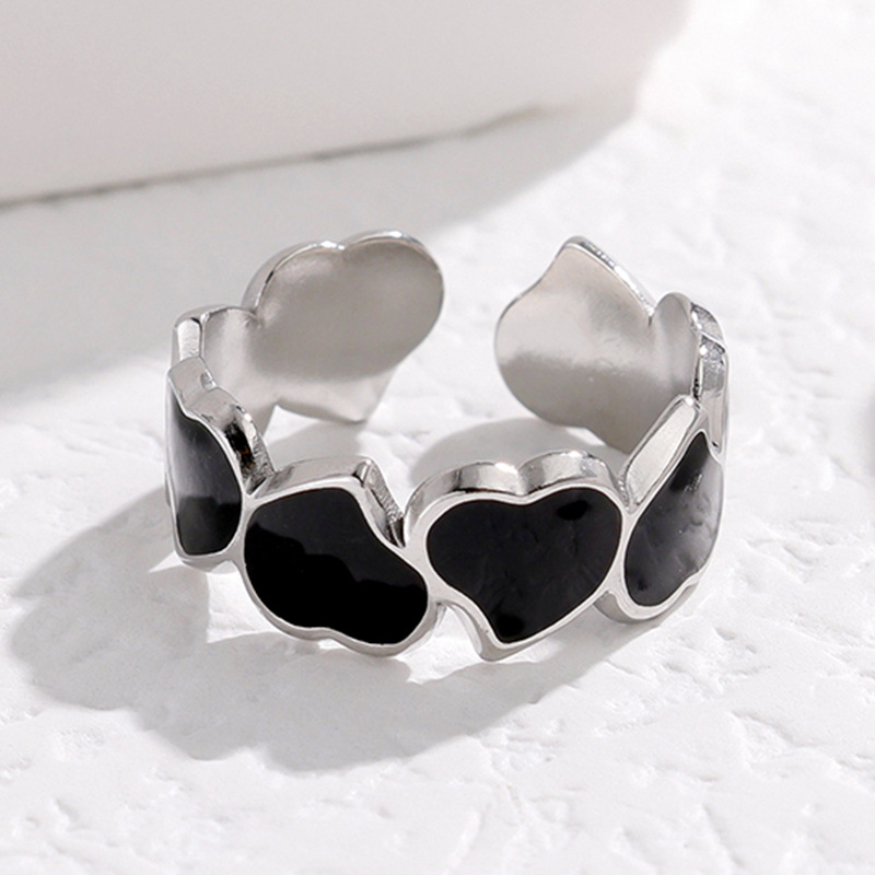 Titanium steel dripping open ring female love Korean version Instagram style niche design stainless steel ring