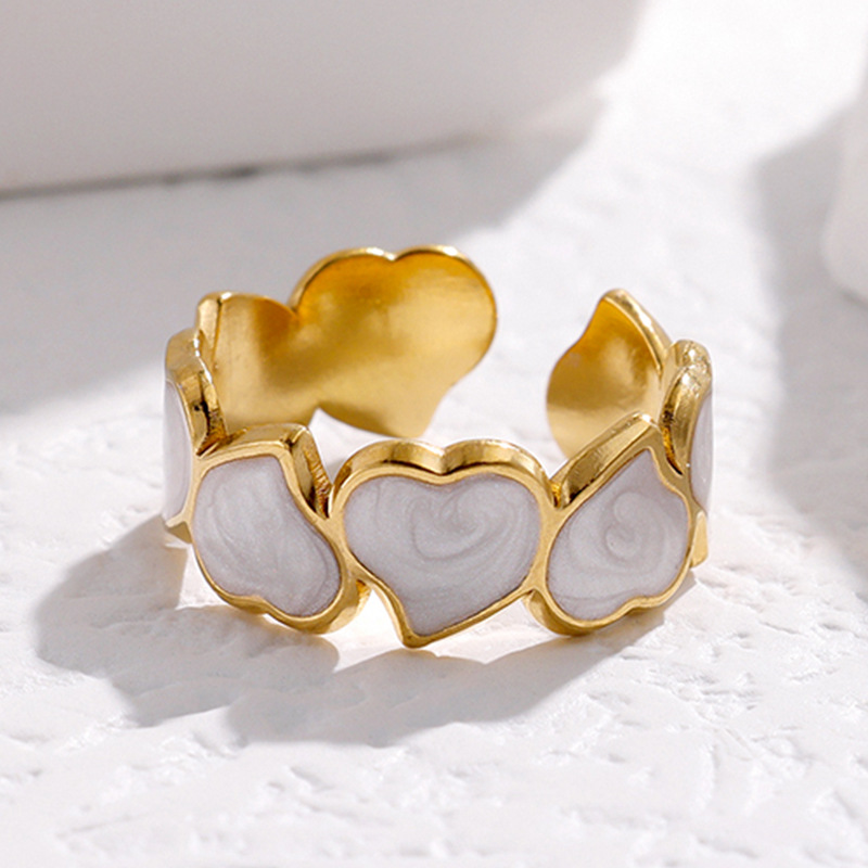 Titanium steel dripping open ring female love Korean version Instagram style niche design stainless steel ring