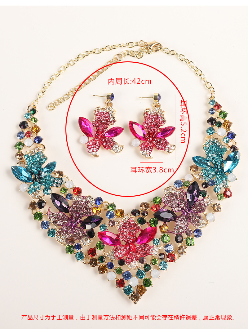 Jewelry Colored necklace Earrings set Gemstone bridal accessories