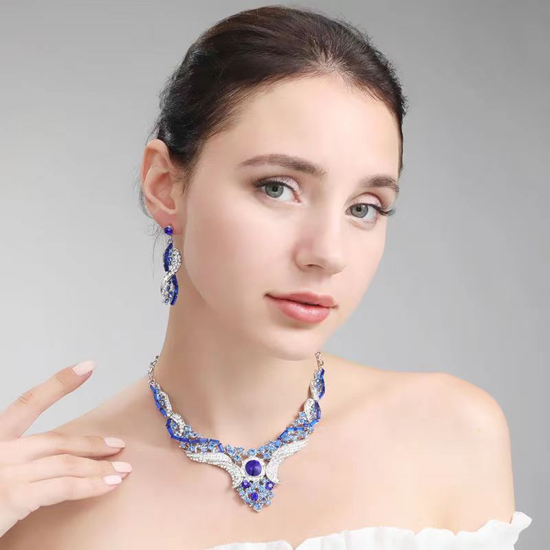 Jewelry Colored necklace Earrings set Gemstone bridal accessories