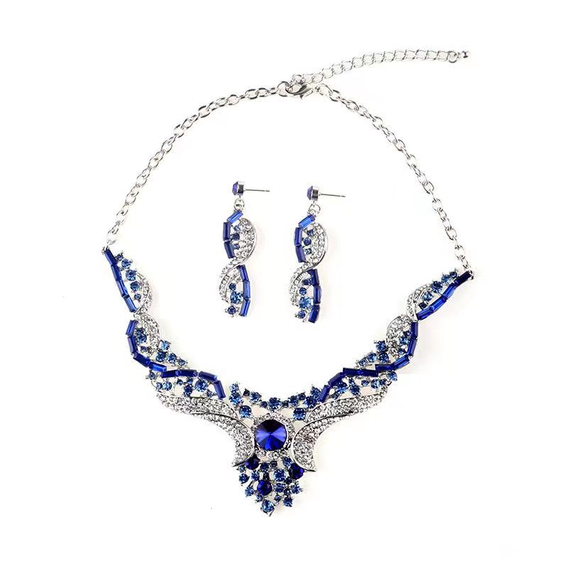 Jewelry Colored necklace Earrings set Gemstone bridal accessories