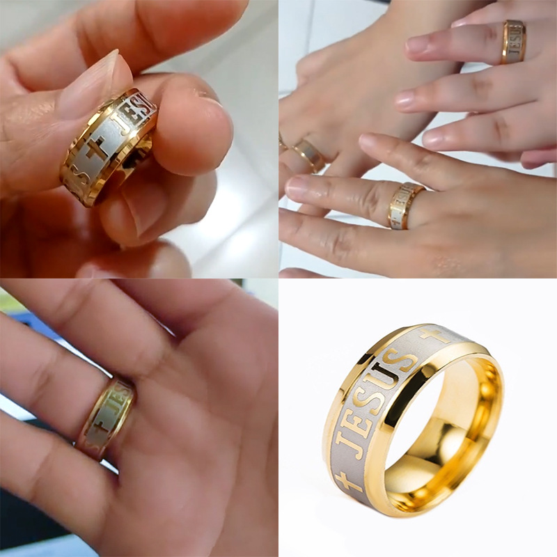 Vintage JESUS ring Simple titanium steel corrosion ring does not fade
