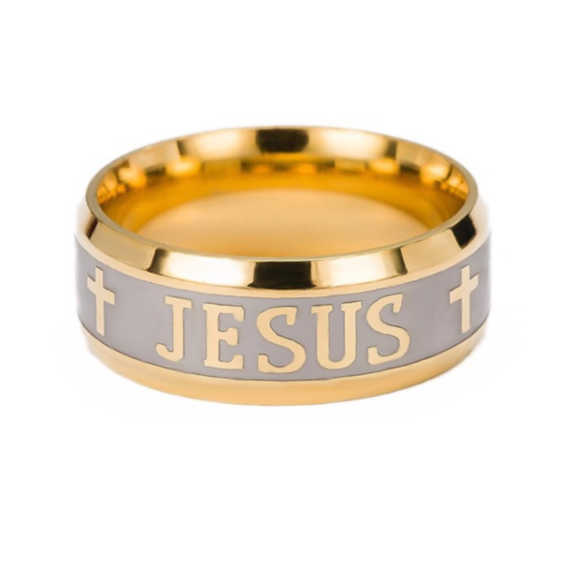 Vintage JESUS ring Simple titanium steel corrosion ring does not fade