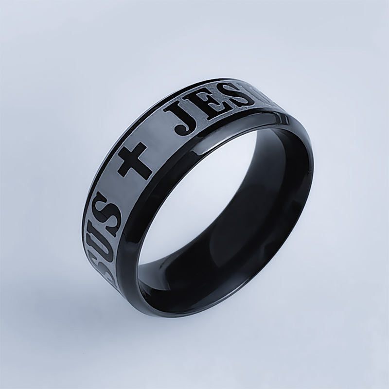 Vintage JESUS ring Simple titanium steel corrosion ring does not fade