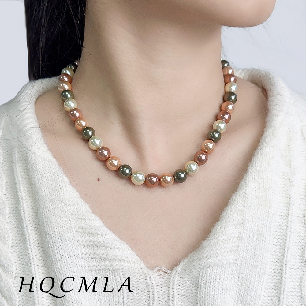Pearl mixed color beaded necklace French light luxury temperament jewelry sweater chain