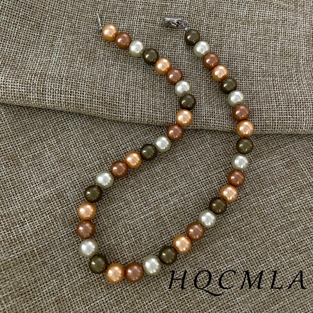 Pearl mixed color beaded necklace French light luxury temperament jewelry sweater chain