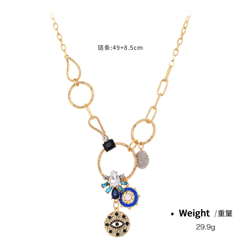 Coins with diamond relief small pendant bib necklace women's style