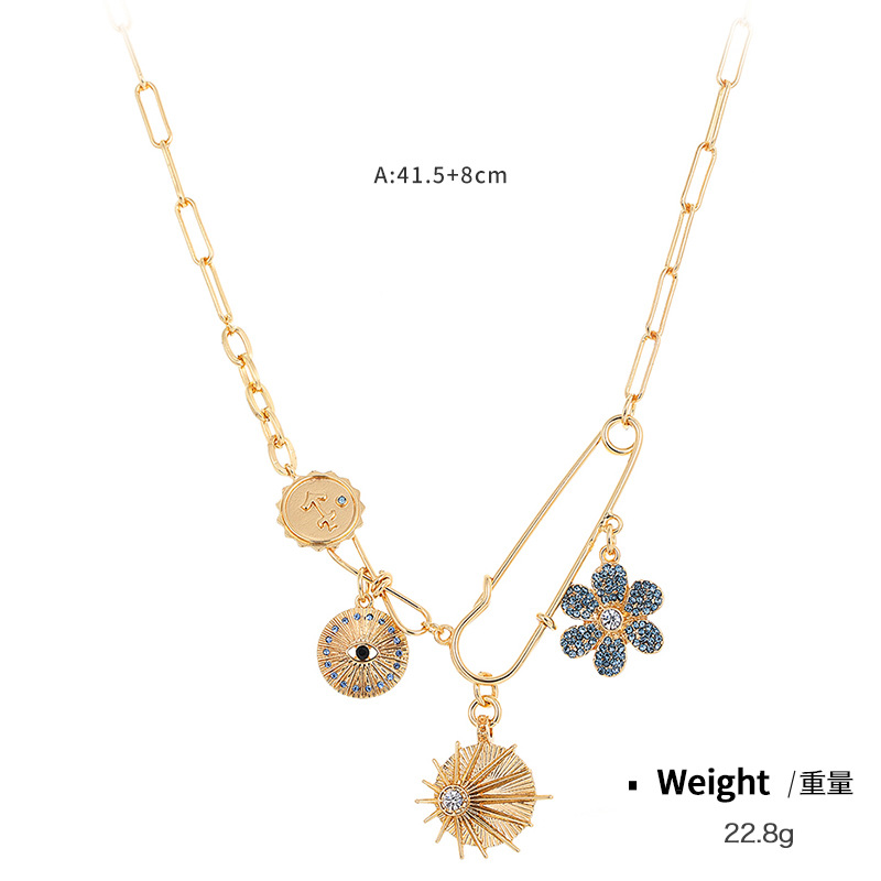 Coins with diamond relief small pendant bib necklace women's style