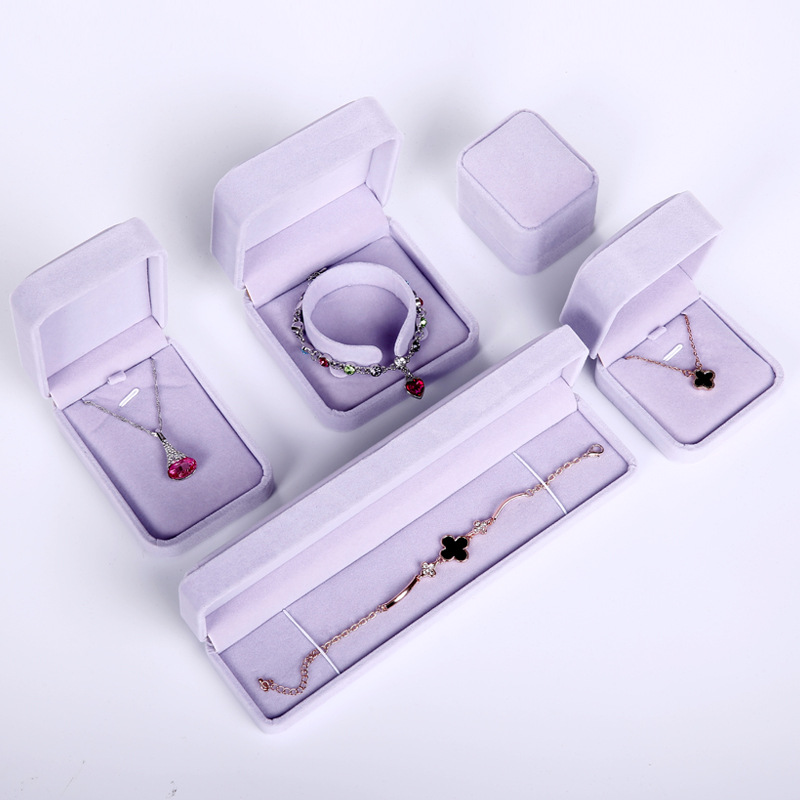 Jewelry box wholesale flannelette necklace box pendant box jewelry packaging box bracelet box ring ear Nail box