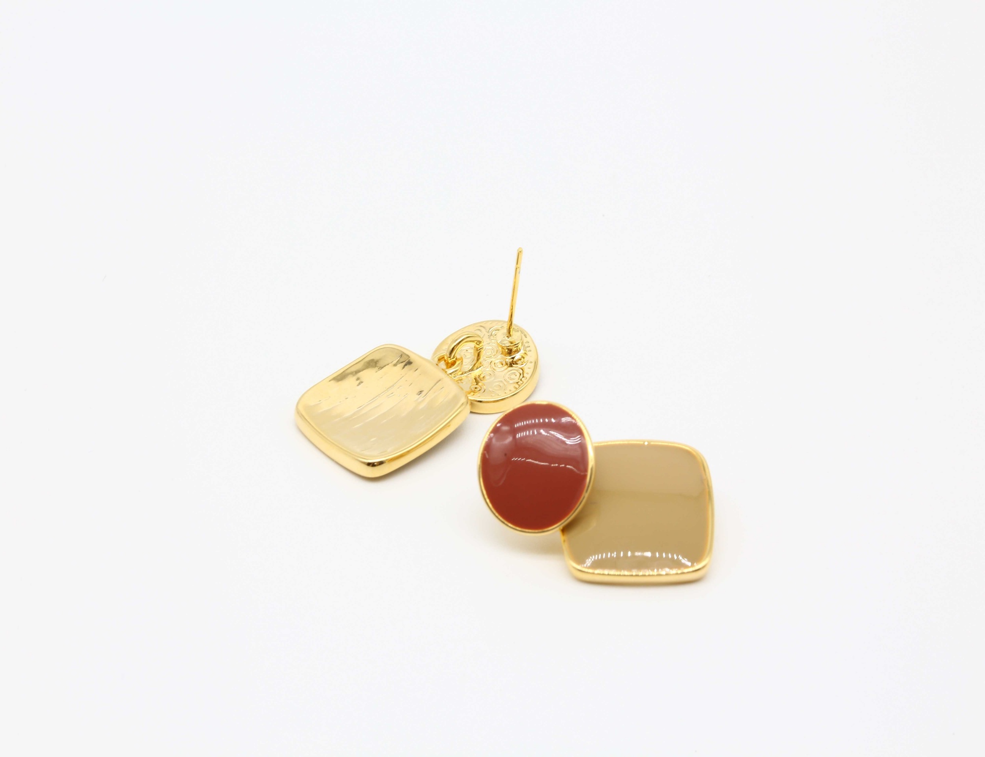 vintage square pendant design party earrings chunky gold plate pearl elegant girls Geometric-shaped earrings for women