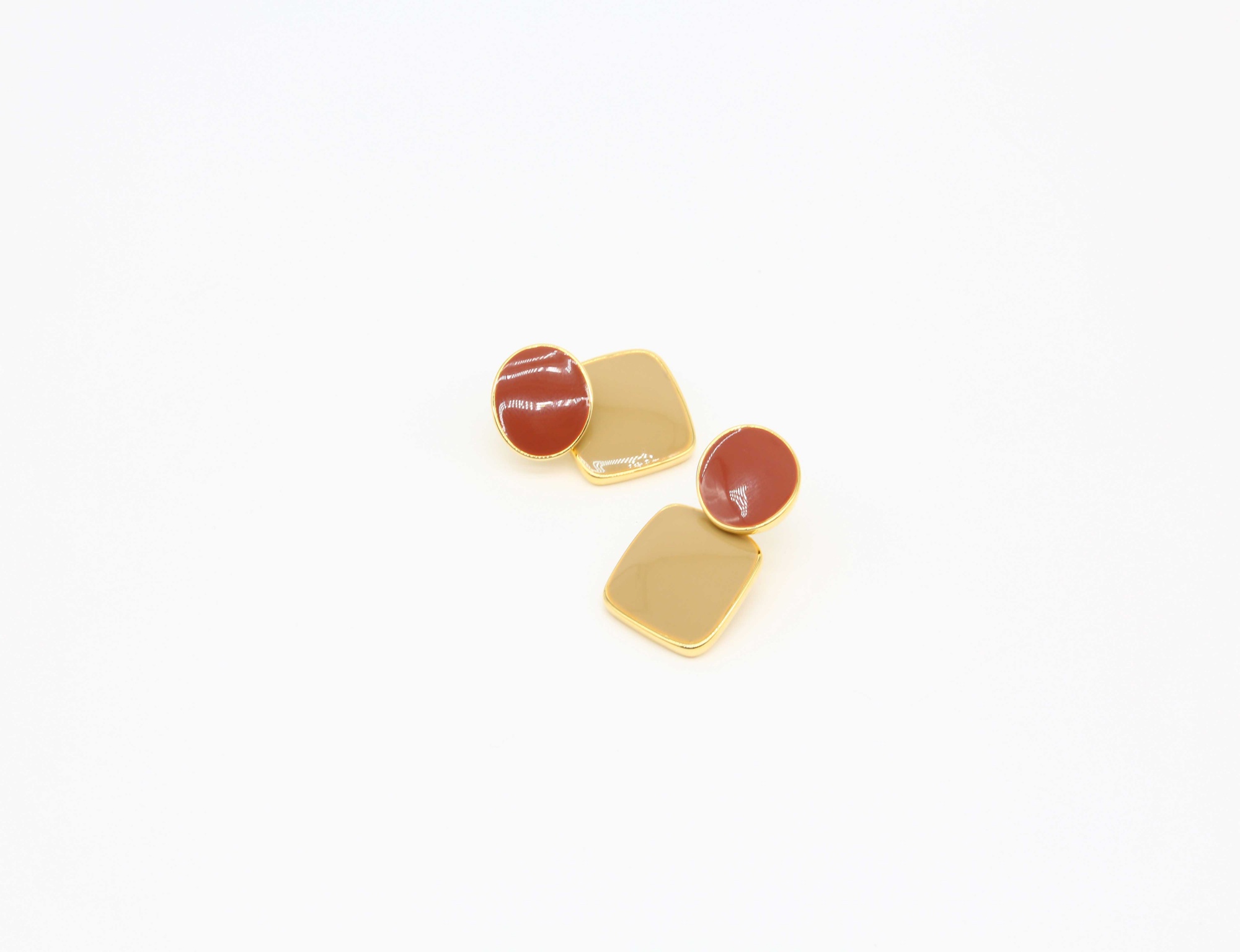 vintage square pendant design party earrings chunky gold plate pearl elegant girls Geometric-shaped earrings for women