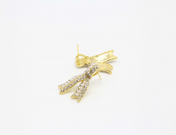Delicate Bowknot Design 925 sterling silver 14K gold plated dainty Earrings for Fashion Girl with Lab Diamond