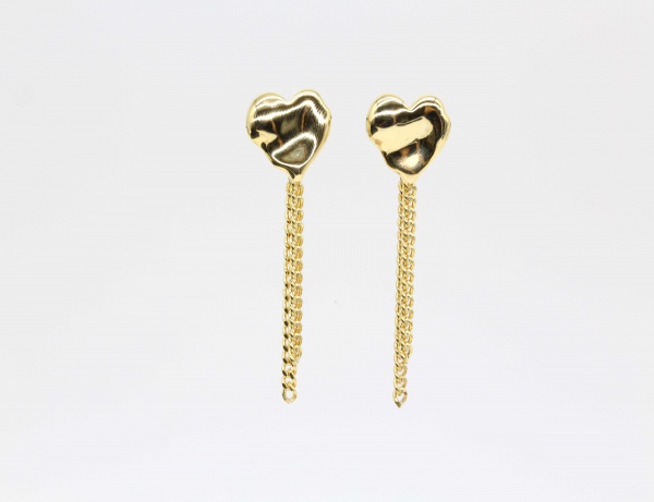 Gold plated jewelry fashion 925 sterling silver heart earrings drop earrings for women