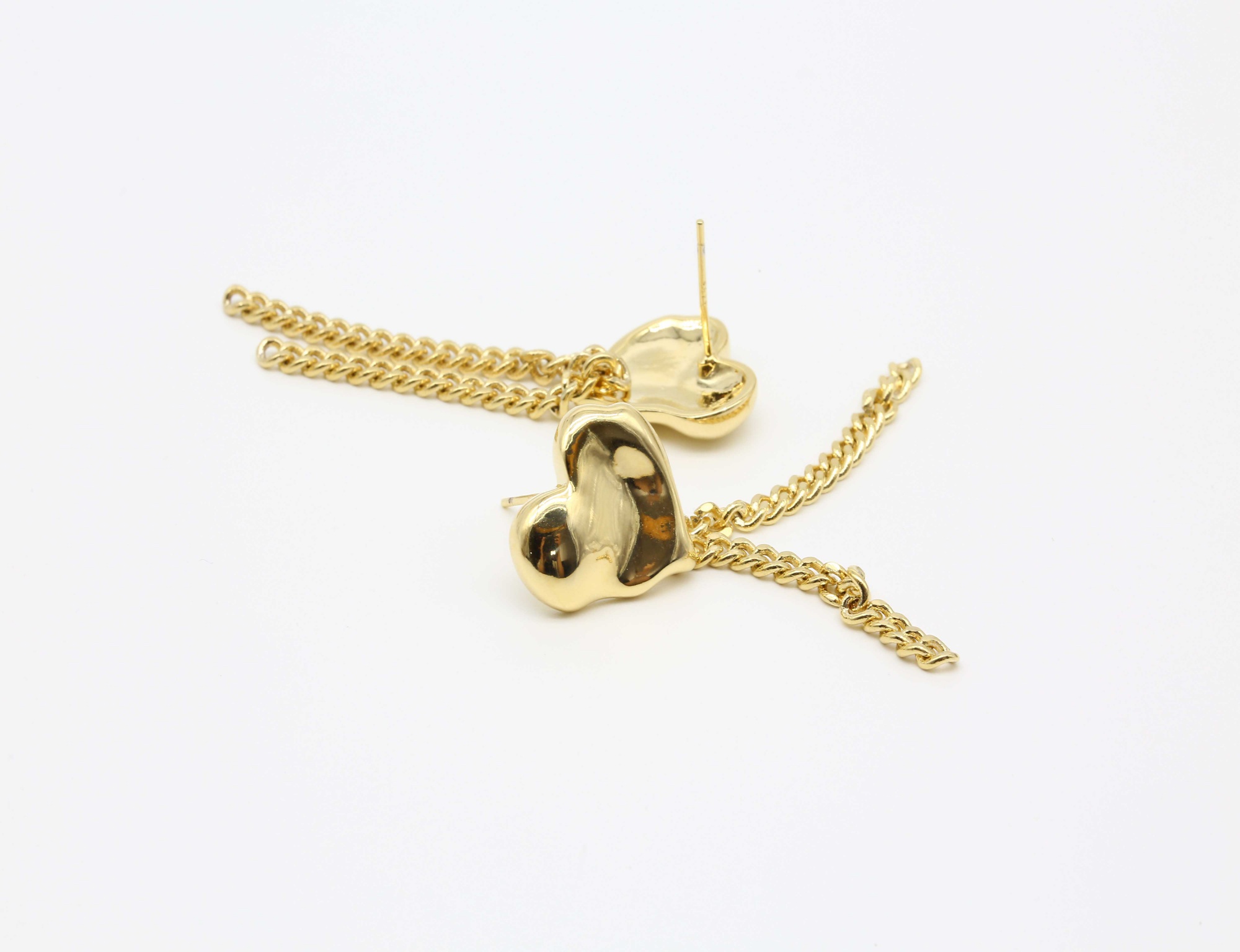 Gold plated jewelry fashion 925 sterling silver heart earrings drop earrings for women