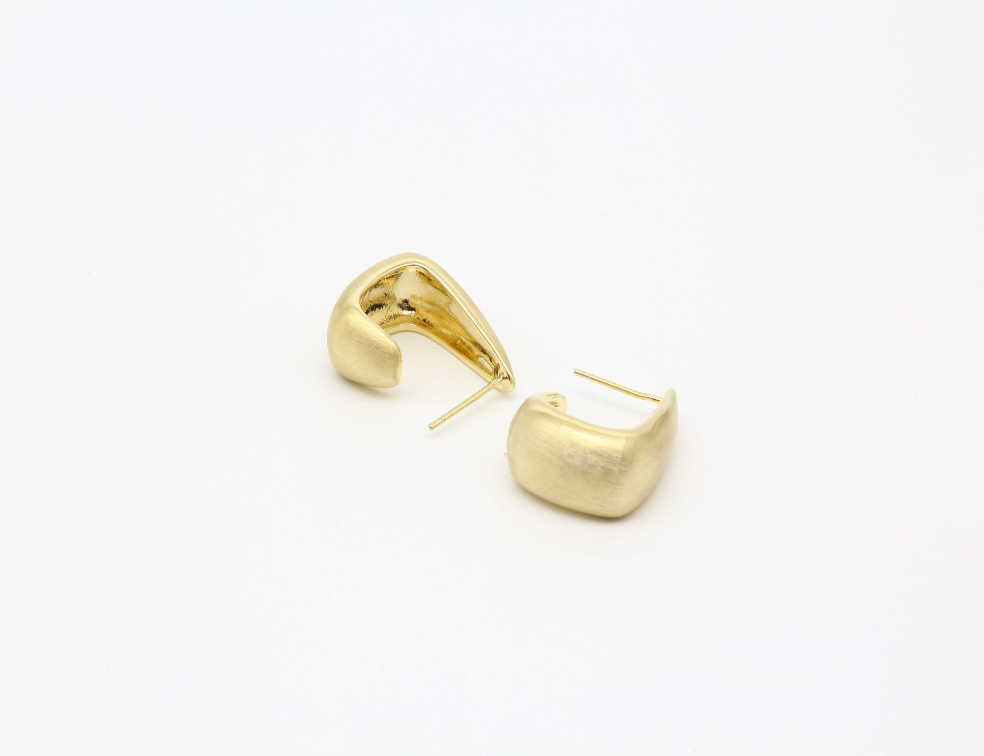  925 Sterling Silver Needle Geometric Earrings Glossy 14k Gold Plated U Shaped Earrings For Women Girl