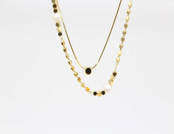 gold plated S925 sterling silver fashion necklace sets Double Layer Bracelet Women Gorgeous Pearl Necklace Jewelry