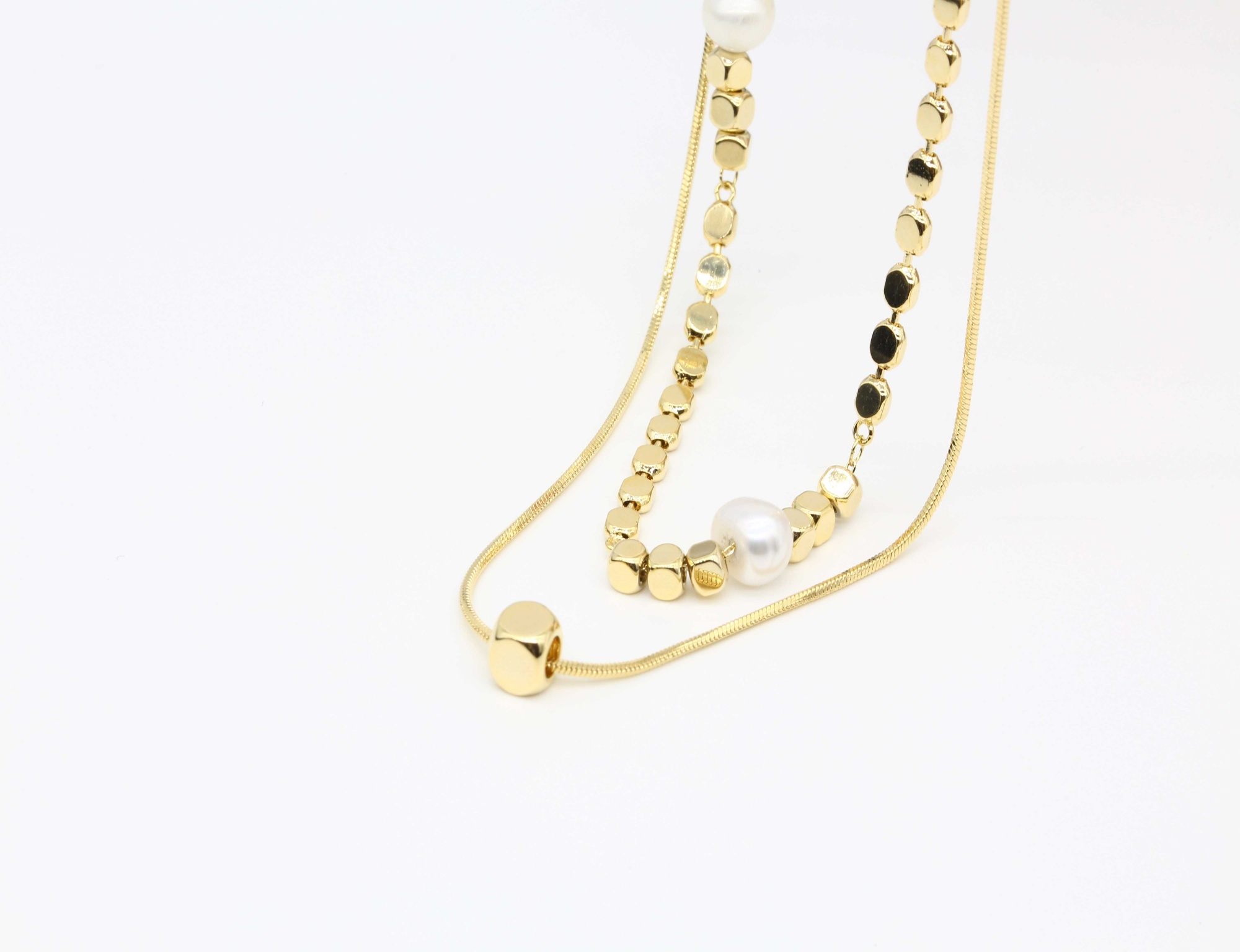 gold plated S925 sterling silver fashion necklace sets Double Layer Bracelet Women Gorgeous Pearl Necklace Jewelry