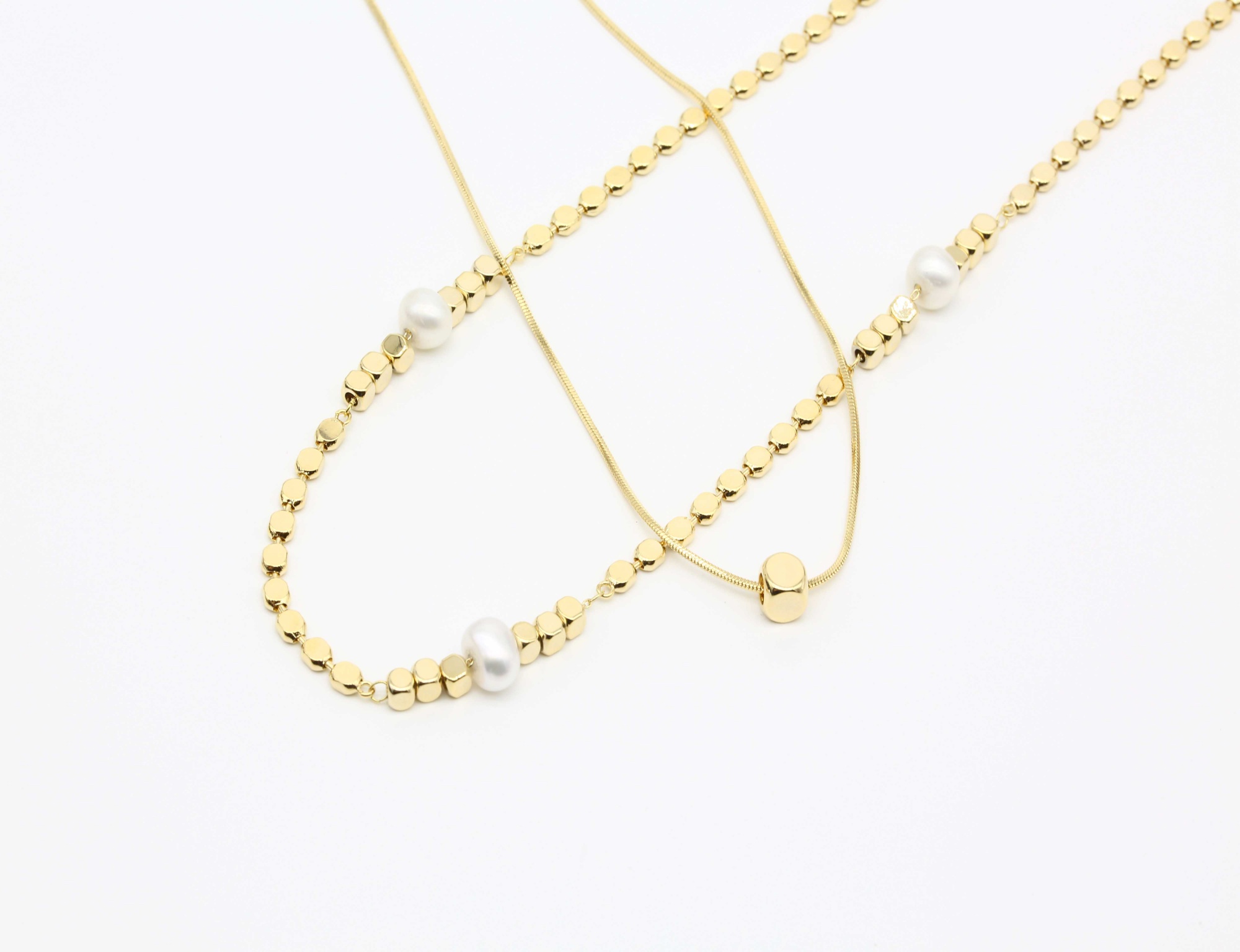 gold plated S925 sterling silver fashion necklace sets Double Layer Bracelet Women Gorgeous Pearl Necklace Jewelry